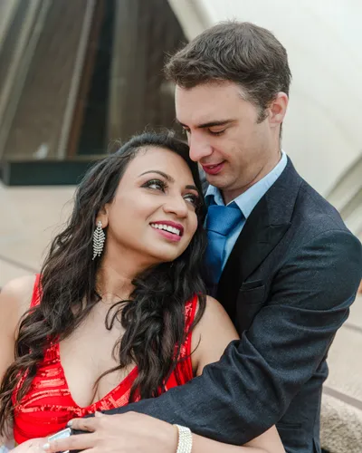 Couple portrait session at golden hour
